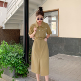 【现货】粉色衬衫连衣裙女夏季2025新款高级感371-P120-K188，女装连衣裙，2C126