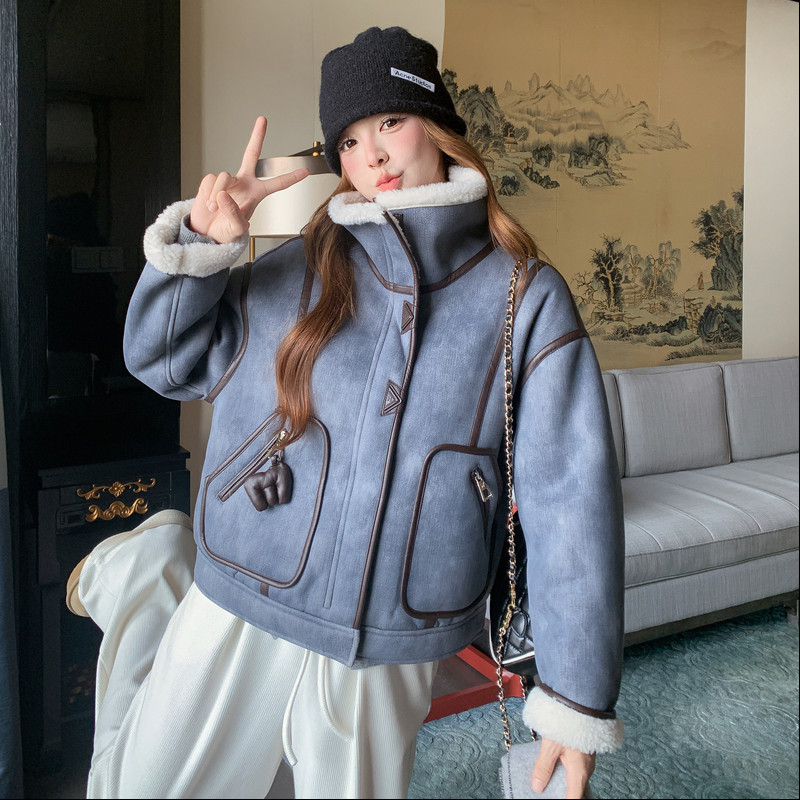 《大货已出，数据好》羊羔毛外套2D045-P195-K298,女装棉衣/棉服,2D045