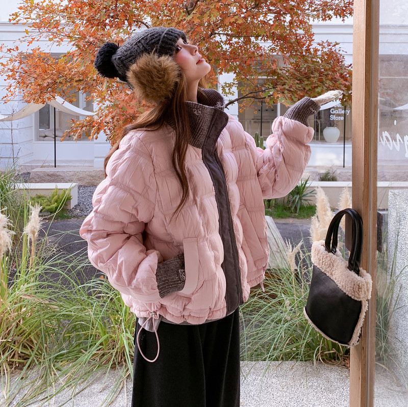 2025年新款排骨款两面穿毛线拼接羽绒服2C230-5813-P295-K488,女装羽绒服,2C230