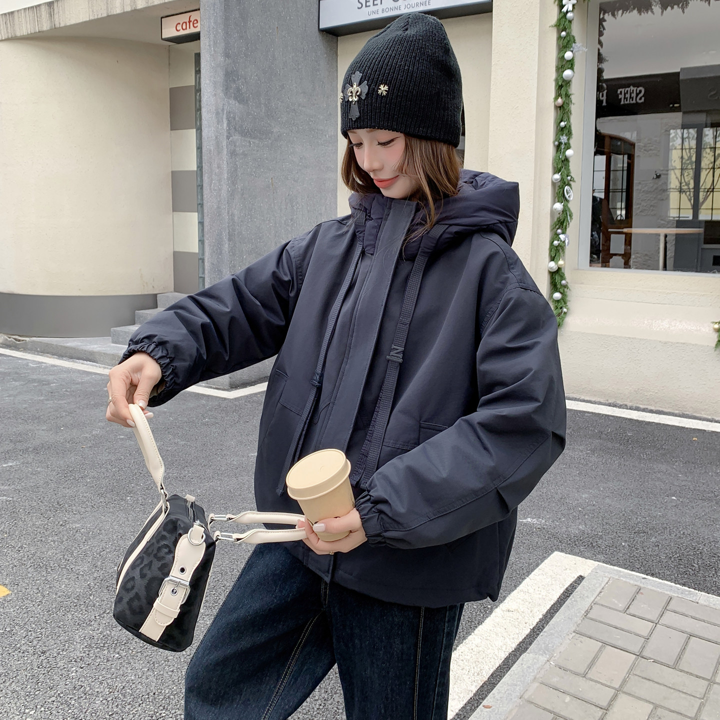 【档口现货】连帽款休闲保暖派克云绒服2C233-817-P225-K339,女装棉衣/棉服,2C233
