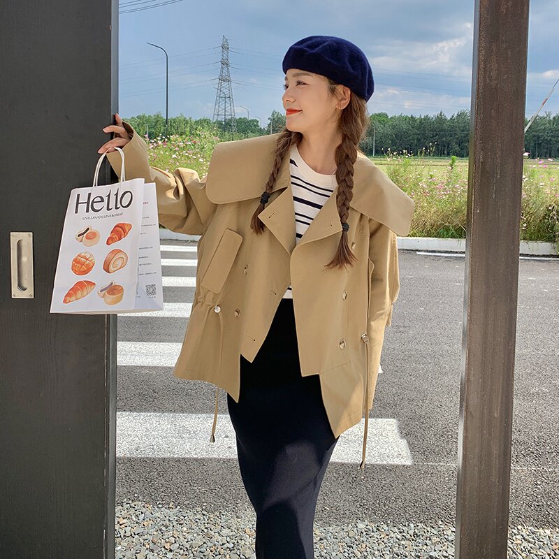 现货2025春季海军领设计感风衣外套2C032902P135K188,女装风衣,2C032