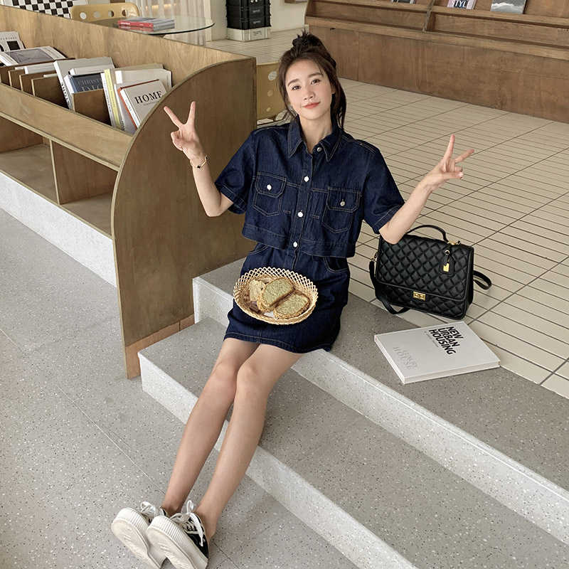 主推现货2025夏季新款牛仔假两件连衣裙C022-9033-P115-K178,女装连衣裙,2C022