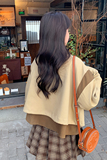 卡其色工装小外套女春秋2025新款独特超好看短款宽松休闲夹克上衣，女装短外套，2C353