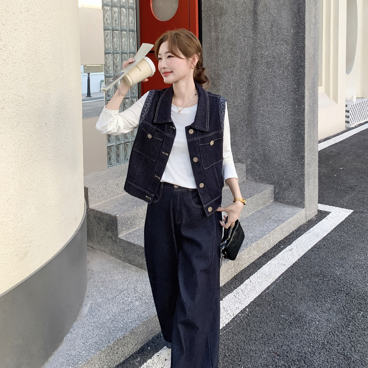 档口现货2025新款女装春秋复古牛仔套装8015-p165-k248图片