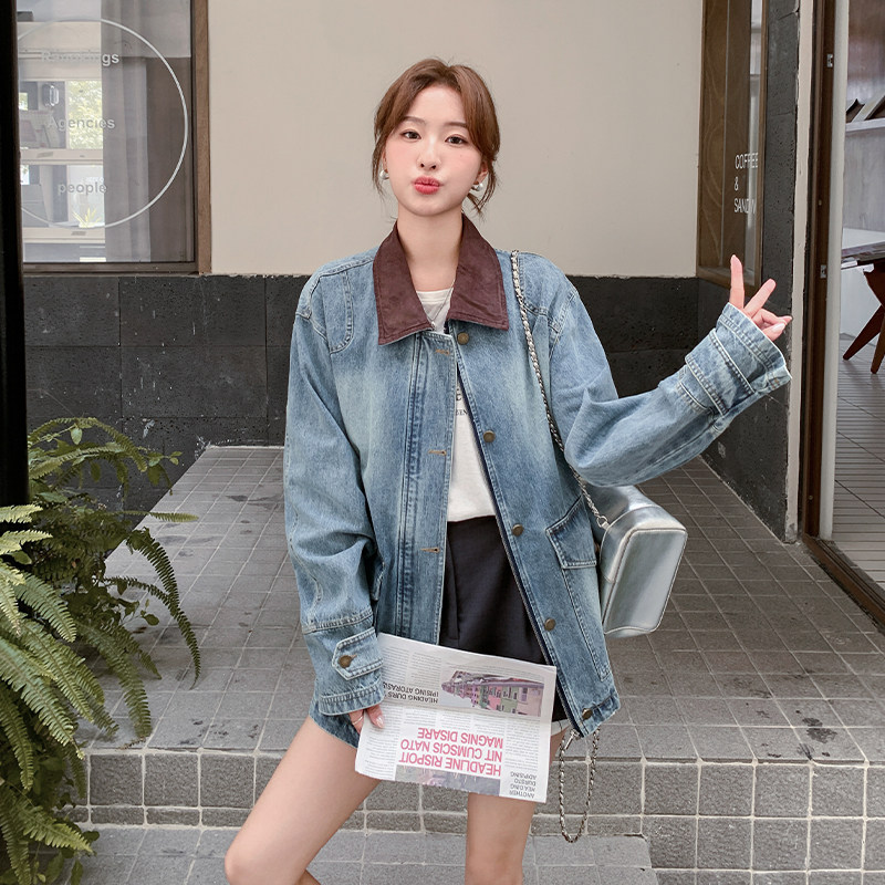 现货新款领撞色牛仔外套2C277-5809-P160-K258,女装风衣,2C277