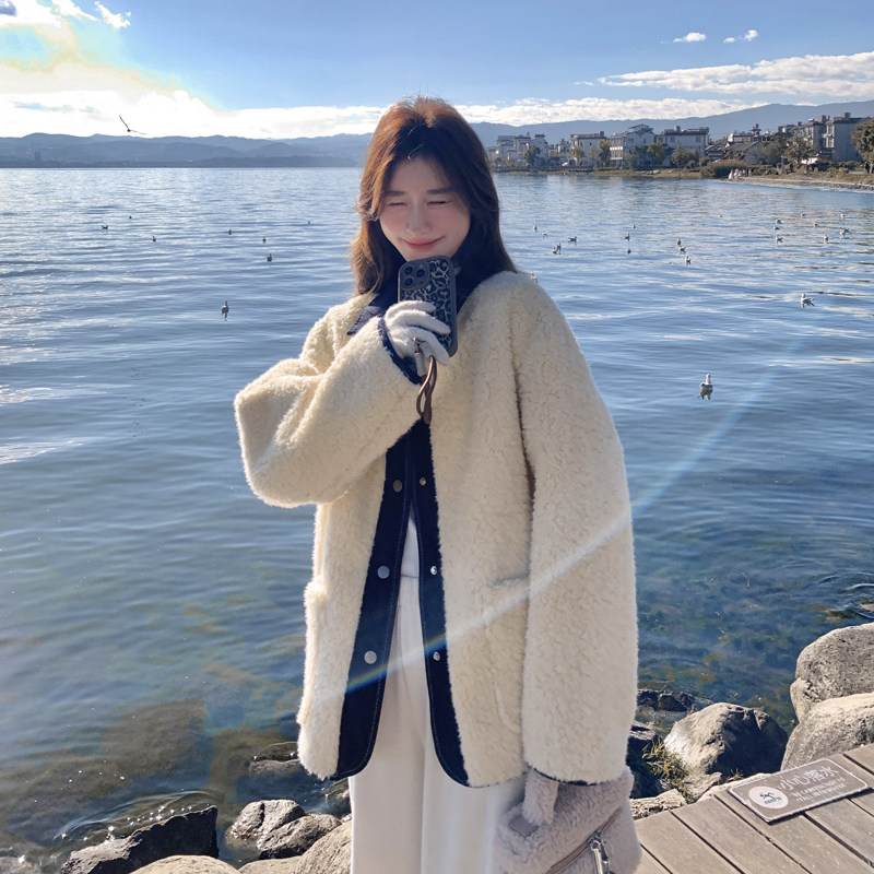 现货2025新款女装牛仔皮毛一体假两件套厚绒266-p205-k288,女装棉衣/棉服,2C266