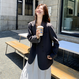 灰色高级感温柔风蕾丝袖口西服女2025秋季新款气质显瘦小西装外套，女装西装，2C258