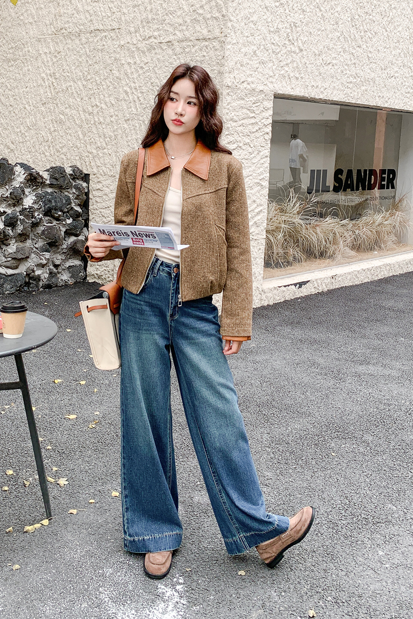 美拉德棕色复古麂皮绒外套女2025秋季巨好看高级感拼皮翻领夹克,女装短外套,2C126