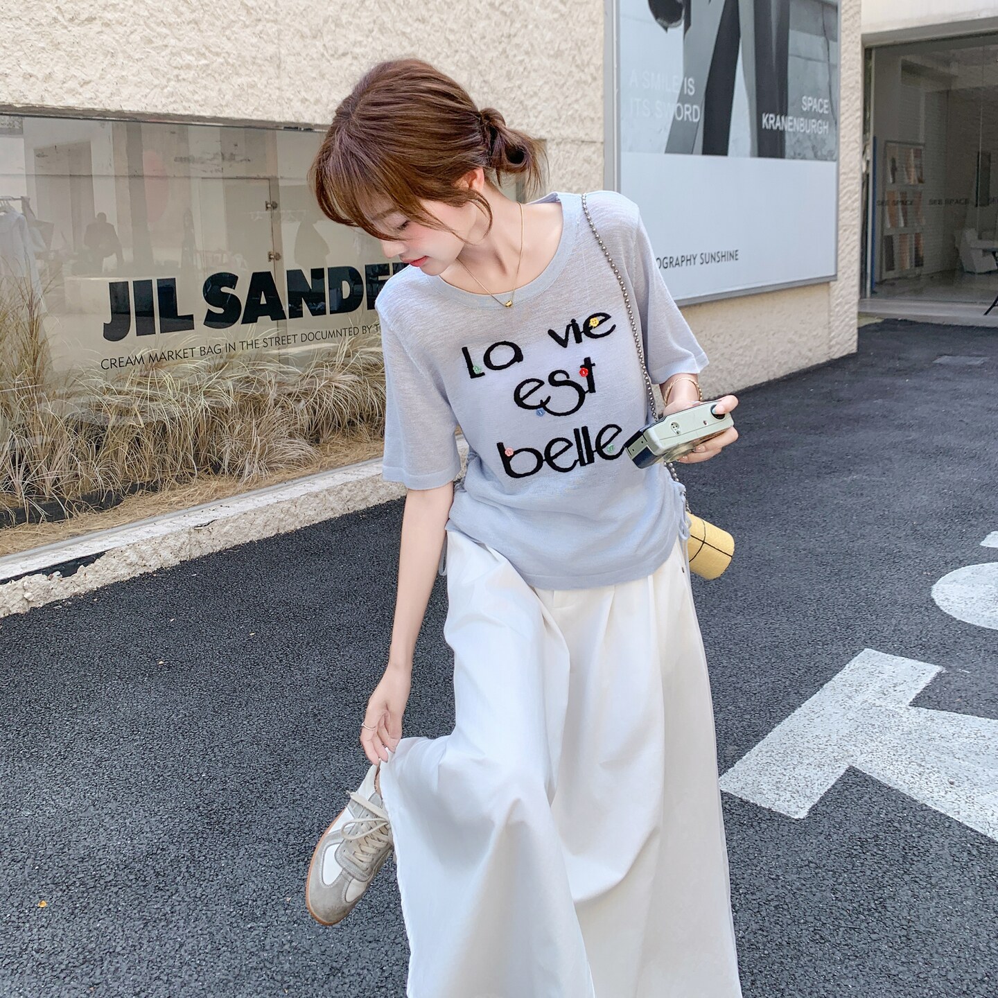 休闲减龄T恤半身套装女夏2025淡人两件套气质巨好看甜美夏日绝美,女装套装/套裙,2C166