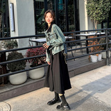 超火miu系穿搭卫衣连衣裙女春秋2025新款韩系chic牛仔拼接长裙子，女装短外套，2C233