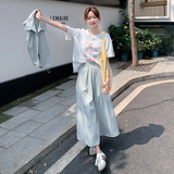 时尚休闲工装套装裙女2025夏季新款韩系穿搭无袖马甲半身裙三件套，女装套装/套裙，2C177