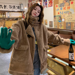 美拉德皮毛一体羊羔毛外套加厚保暖机车服2379P205控298图片
