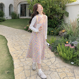 绿色格子连衣裙套装女2025春季新款小清新甜美减龄蕾丝罩衫两件套，女装套装/套裙，2C115