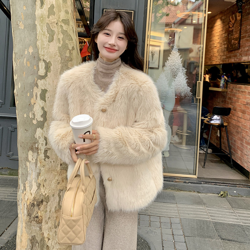 2025新款仿貂绒皮草外套气质毛绒女外套A05-p195k288,女装短外套,2C109