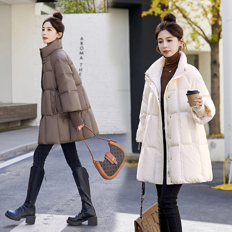 高端时尚中长款羽绒服女冬季2025新款90绒小个子加厚美拉德外套图片