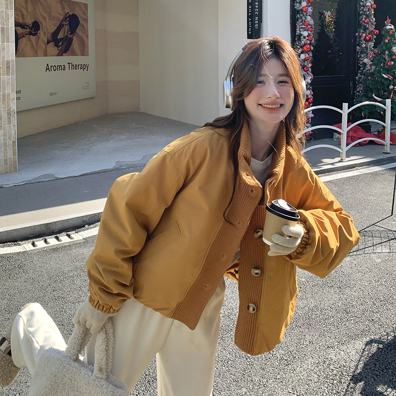 现货立领针织拼接50羽绒服2C117-1746P245K368,女装羽绒服,2C117