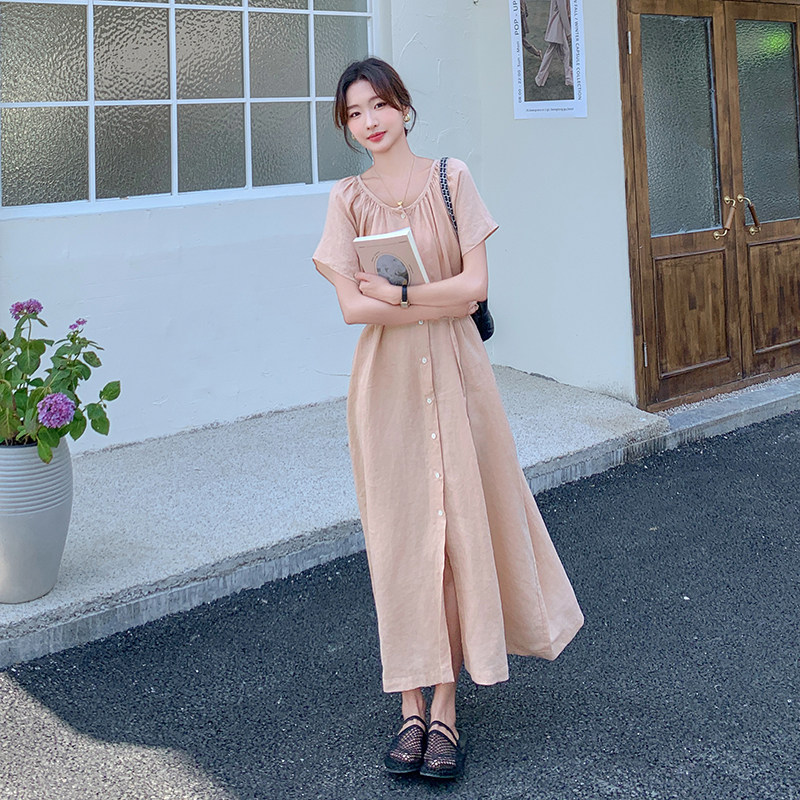 夏季韩版泡泡袖皱褶设计连衣裙5091P135K208,女装连衣裙,2C166