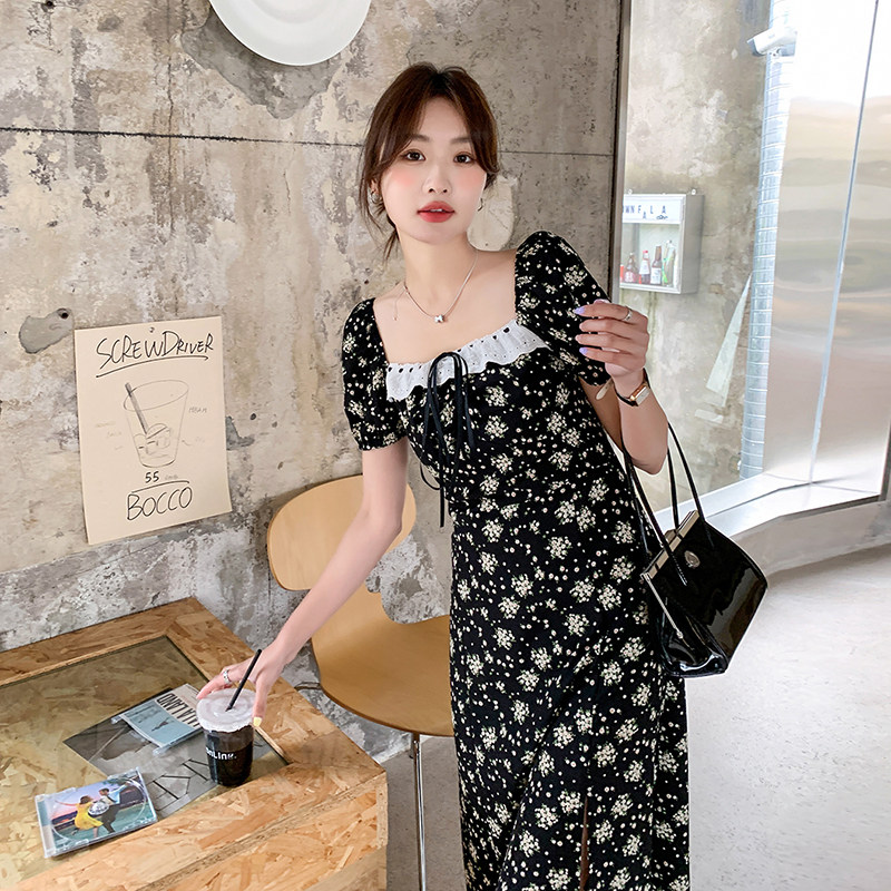 现 货【新 】063 P105 K158 2025夏季新款中长款花边领碎花连衣裙图片
