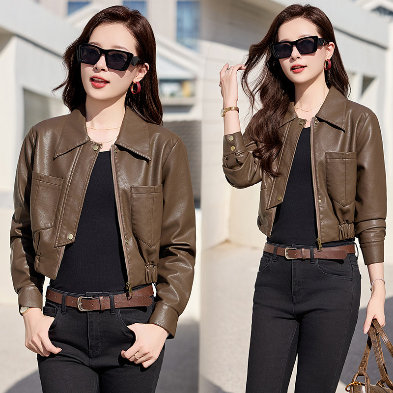【现货】春装新品设计感皮衣外套女时髦显瘦2511-1C115-P115-K178,女装皮衣,吾爱衣