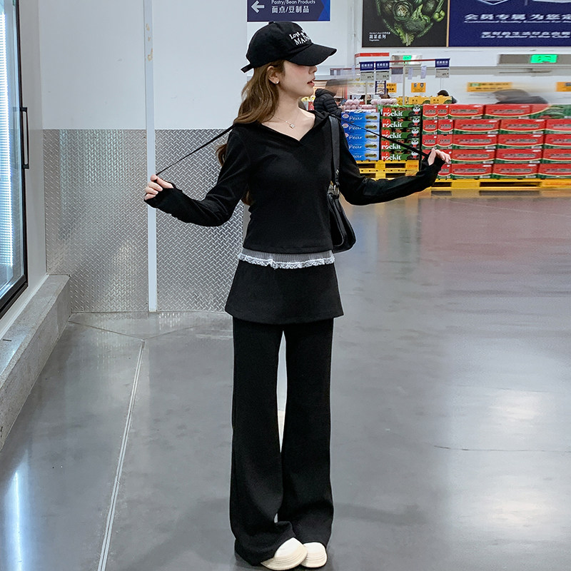 阔腿裤气质显瘦休闲风女装慵懒风秋冬时尚套装长袖春秋显瘦气质,女装套装/套裙,2D148