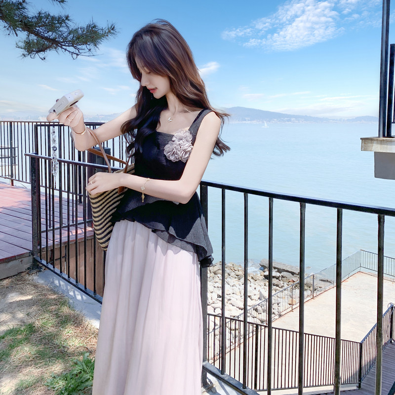 显瘦背心上衣紫色半身裙套装女2025夏季新款温柔风休闲百搭两件套,女装套装/套裙,2C131