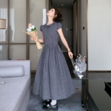 法式休闲复古格子连衣裙女夏2025新款绝美学院风减龄爆款流行长裙，女装连衣裙，2C012