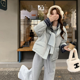 小个子蓝色羽绒服外套女冬季新款韩系小个子短款白鸭绒加厚面包服，女装羽绒服，2B114