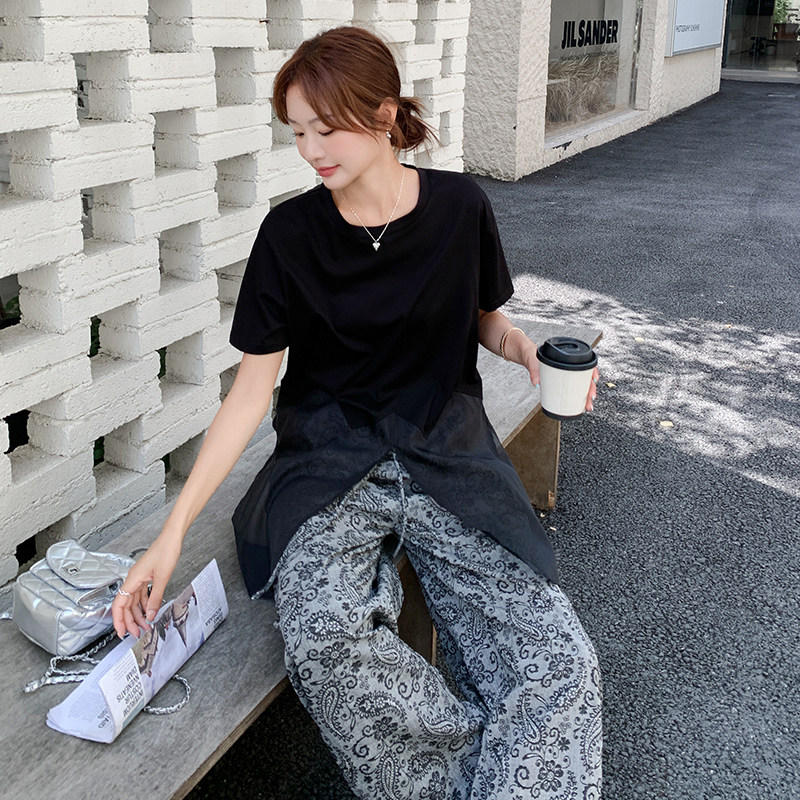 休闲T恤印花阔腿裤套装女夏2025新款又酷又飒穿搭两件套减龄超火,女装套装/套裙,2C277