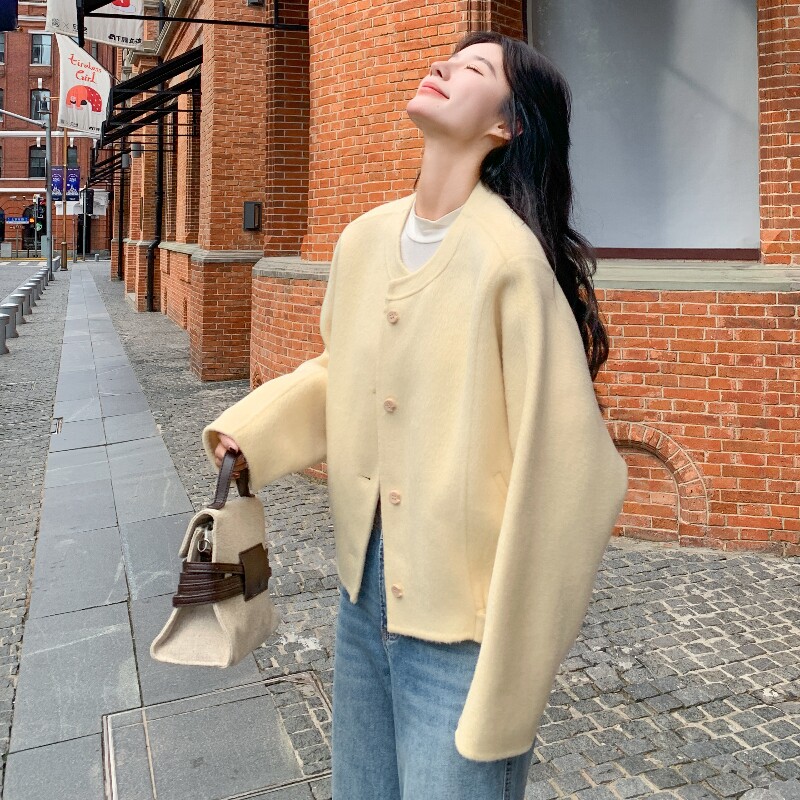 新款现货！秋冬羊毛夹克短外套羊绒大衣D902-P270K358,女装毛呢外套,2C320
