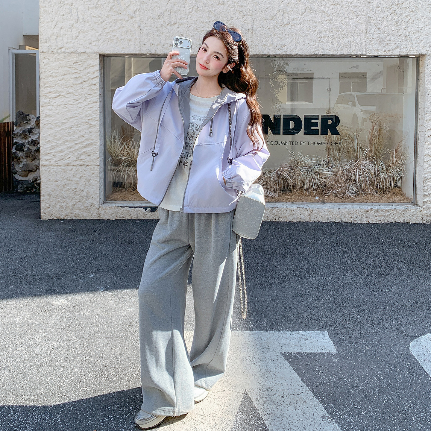 现货！现货！韩系休闲连帽短款外套女2026春秋新款小个子夹克上衣,女装短外套,2C306