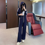 时尚潮流短款拉链卫衣阔腿裤两件套潮，女装套装/套裙，2C310