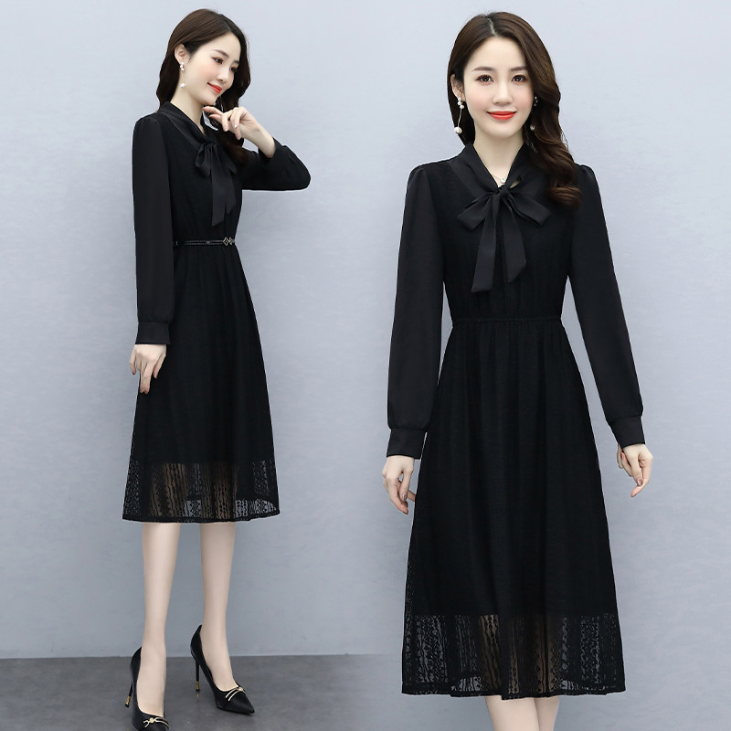 2025春季新款简约时尚个性领口飘带设计修身显瘦连衣裙，女装连衣裙，自然秀,女装连衣裙,自然秀