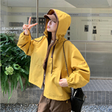设计感连帽冲锋衣短外套女2025秋季宽松显瘦百搭休闲工装夹克上衣，女装短外套，2C306