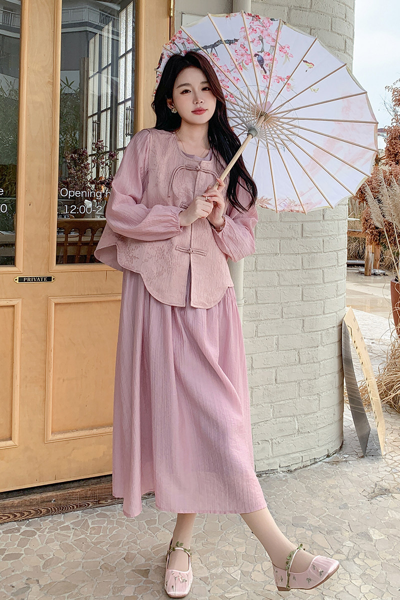 【秋款现货】洋气风连衣裙+马甲套装088-6602p145控198,女装套装/套裙,2C088