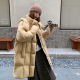 韩系chic黄色连帽羽绒服女冬超火好看高级小众泡芙中长款加厚外套，女装羽绒服，2C212