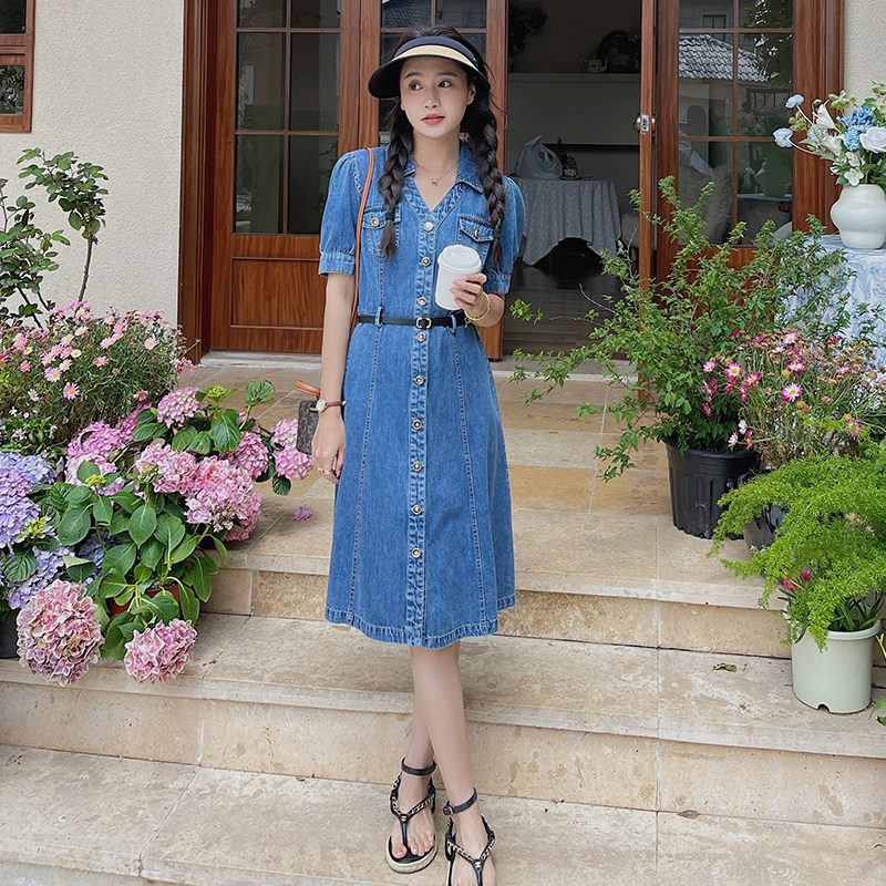 [现货】2025年夏季新款女装收腰显瘦牛仔连衣裙,女装连衣裙,2C269