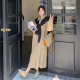 大量现货卡其色时尚披肩宽松连衣裙7663-P145-K218，女装连衣裙，2C159