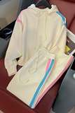 女秋欧货休闲运动杏色连帽卫衣阔腿裤套装，女装套装/套裙，2C310