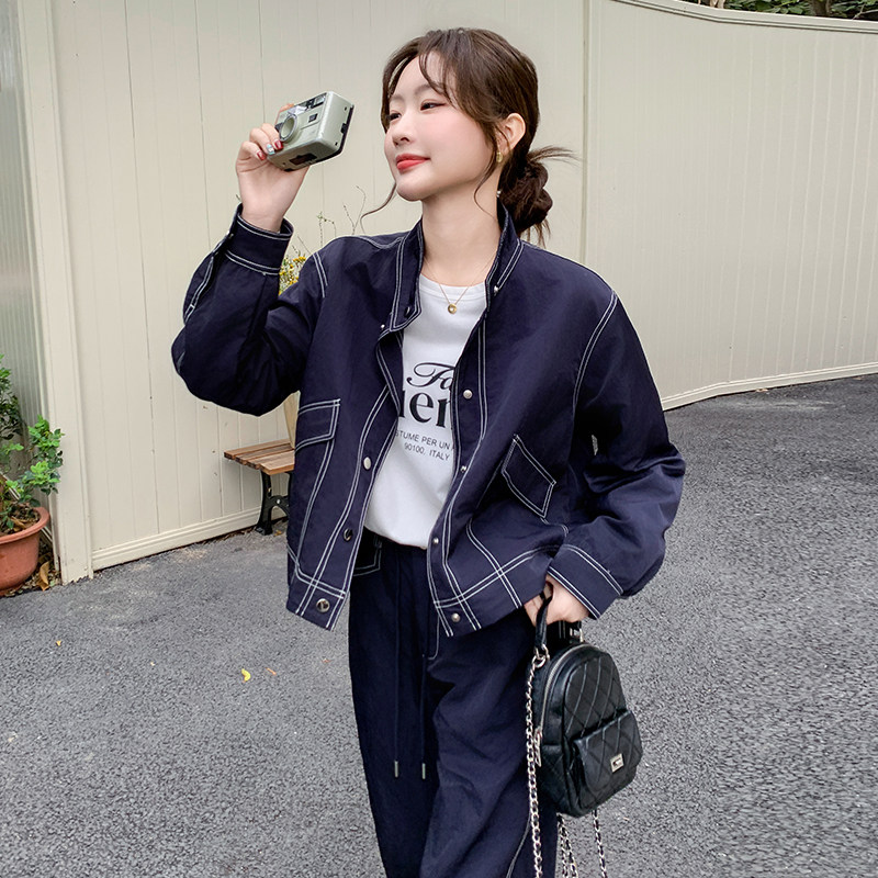 大量现货撞色双明线套装两件套2C259-7704-P155-K218,女装套装/套裙,2C259