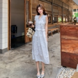 无袖立体花朵白色连衣裙女夏2025新款今年流行爆款背心裙甜美风，女装连衣裙，2C273