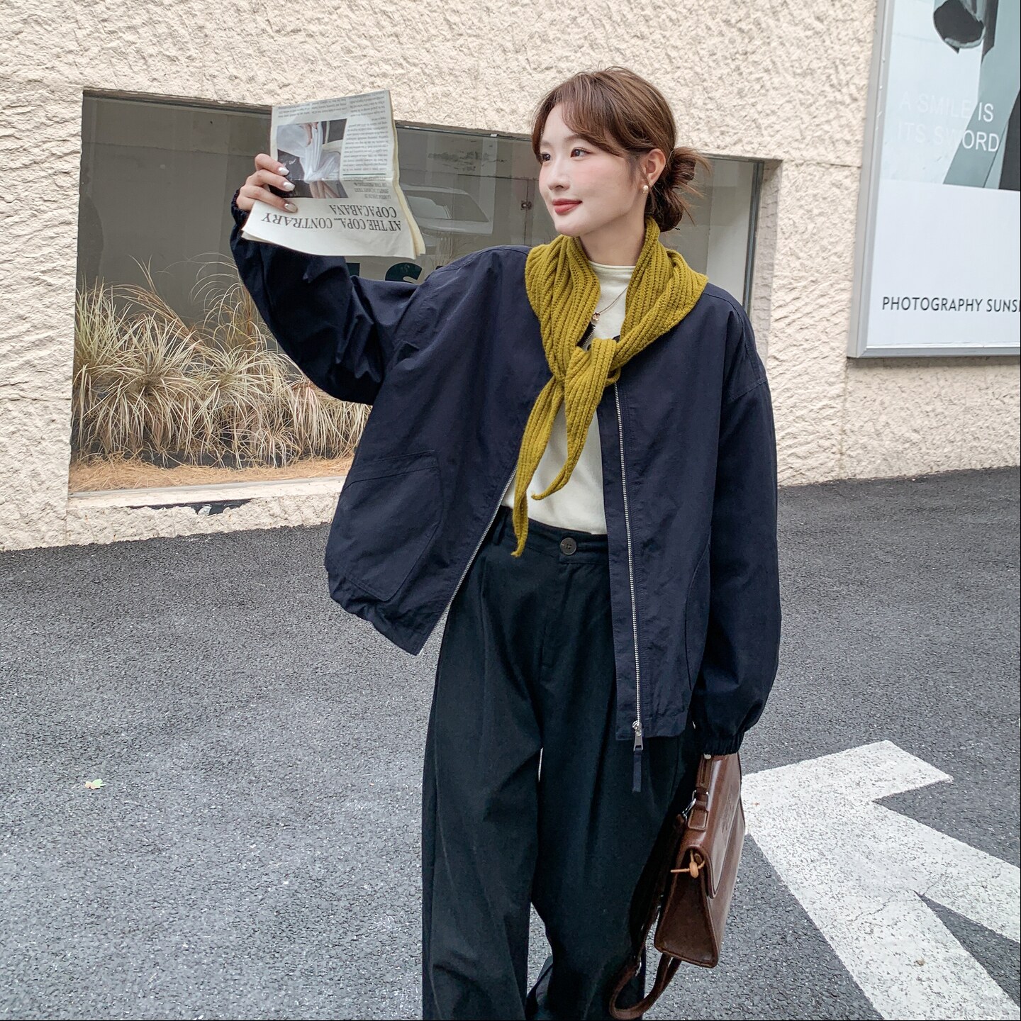 深蓝色韩系针织披肩短款棉服外套女2025冬小个子休闲保暖圆领棉衣,女装棉衣/棉服,2C166
