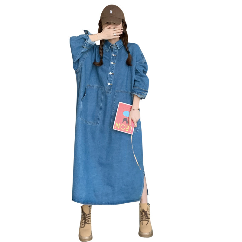 新款高品质宽松版牛仔连衣裙157-8999-P135控198,女装连衣裙,2C196