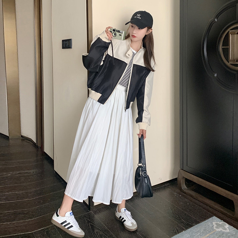 现货：秋装新款拼色休闲宽松夹克棒球服外套2C135-2380P135K198图片