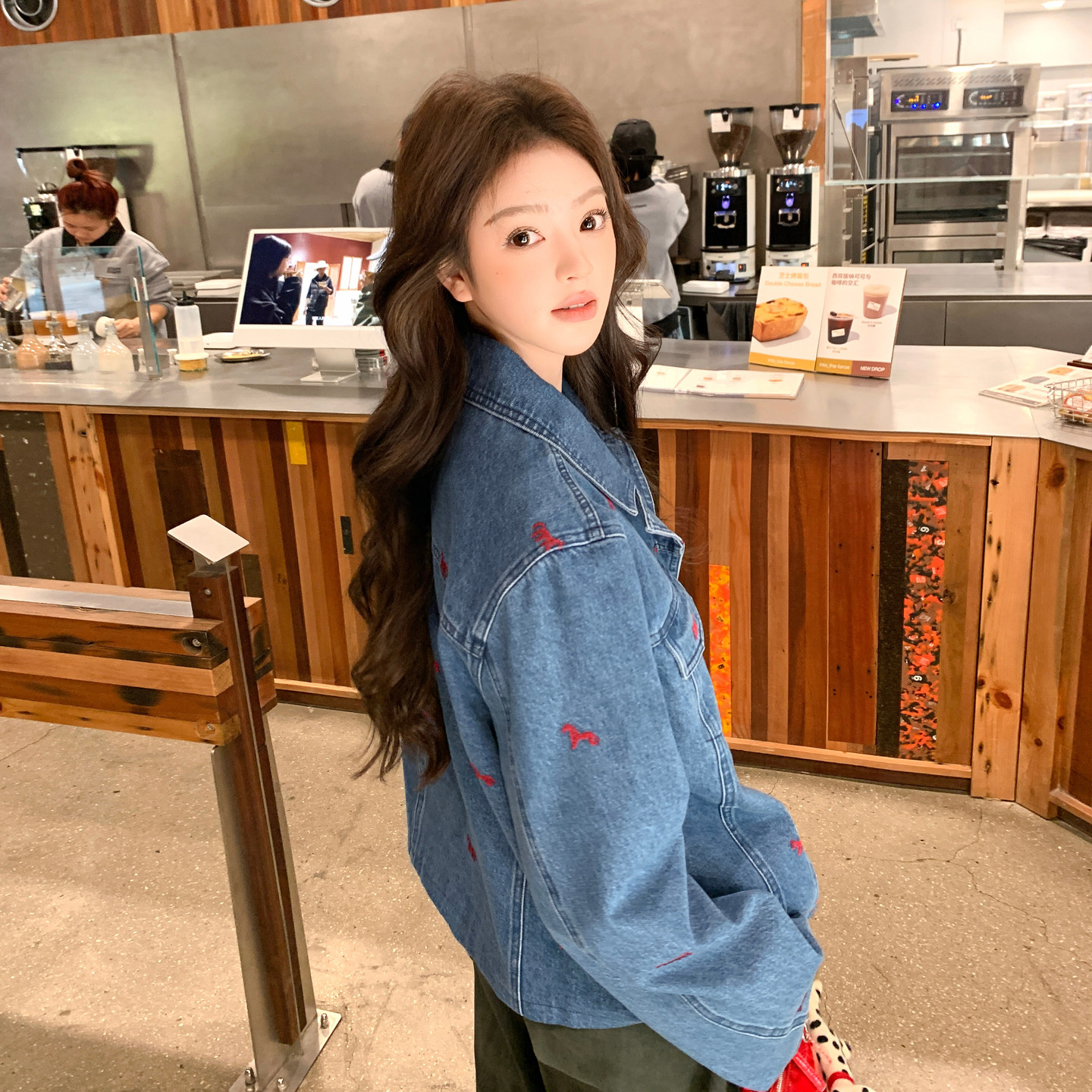 现货！自制小马刺绣牛仔外套W428p175K288,女装短外套,2C298
