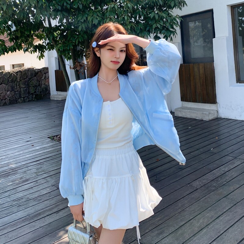 新款2025短外套蕾丝两面穿防晒2540-P125-K178,女装短外套,2C057