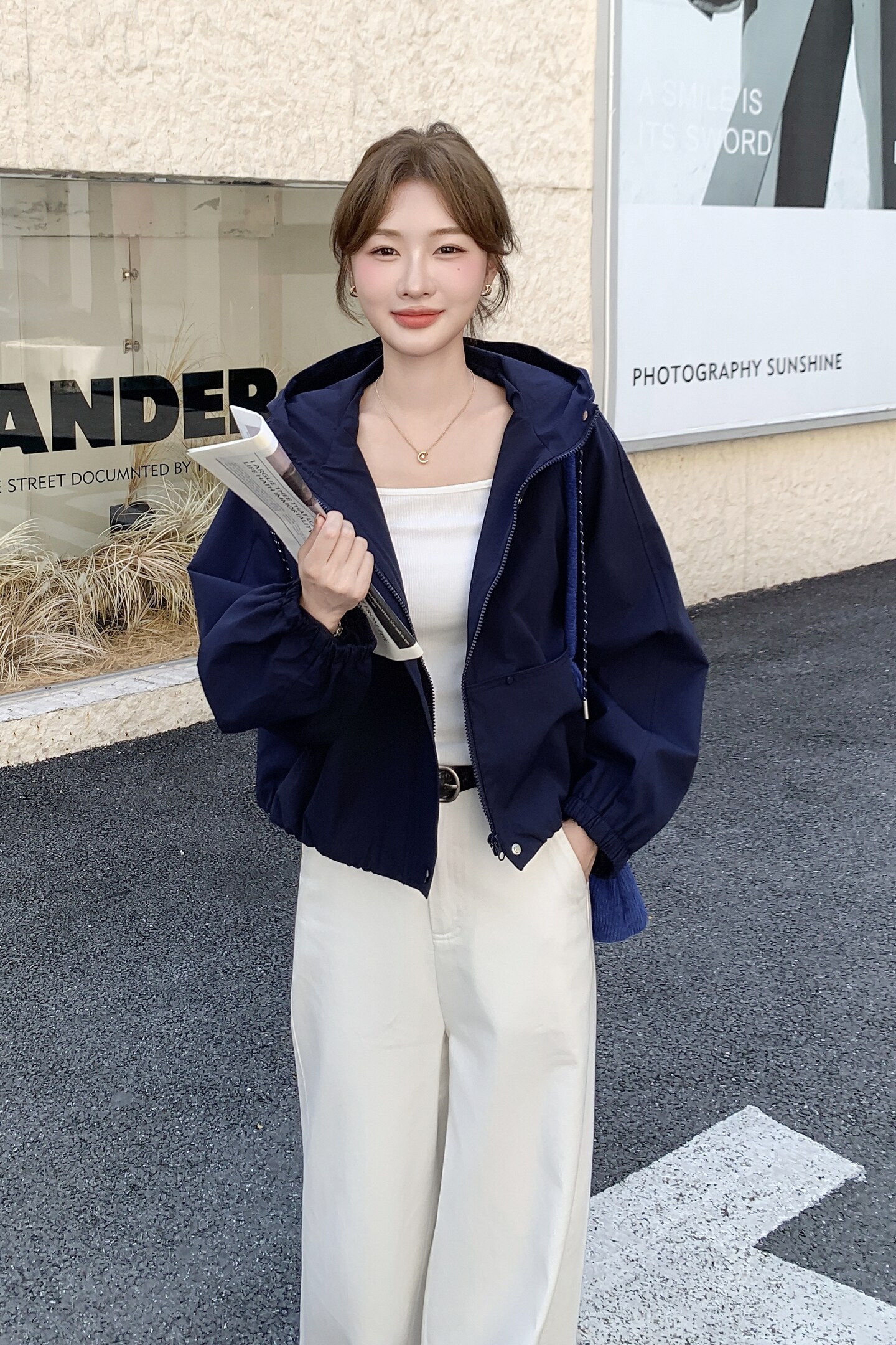 秋季连帽甜美长袖薄款短款短外套休闲春季春秋女装春秋气质短款,女装短外套,2C271
