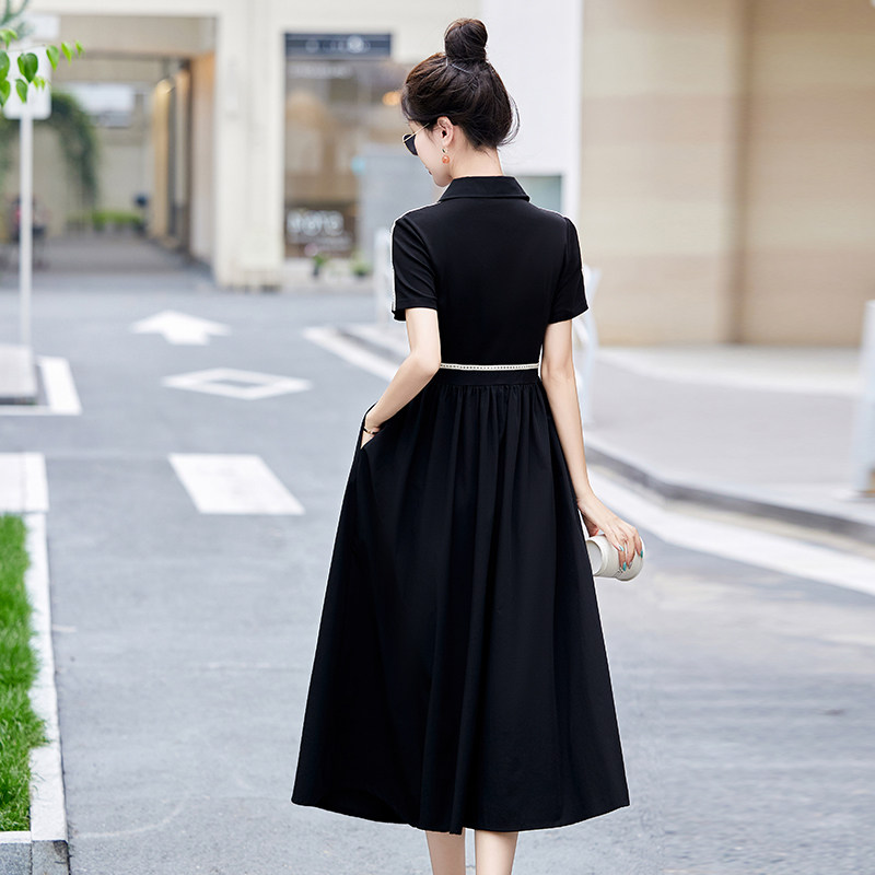 短袖连衣裙女2025年夏季新款气质小个子时髦女神范夏天连衣裙,女装连衣裙,蓝朵琳