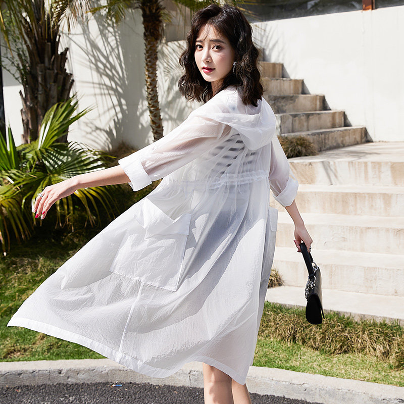长袖长款2025年夏季薄款女装女士精品时尚防晒服锦纶,女装防晒衣,2C290