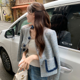 蓝色小香风外套女春秋季新款韩系时尚小个子减龄高级感气质短上衣，女装短外套，衣珂纱朗