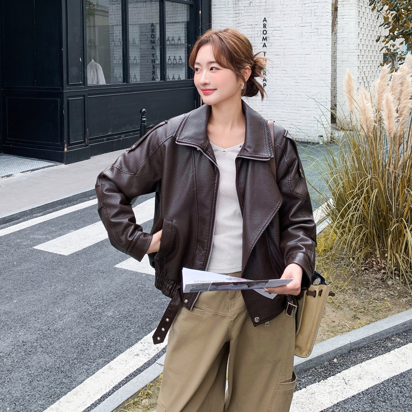 PU加厚短款皮衣25冬季新外套2C215-P185-K245,女装皮衣,2C215